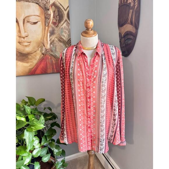 Free People Midnight Mile Button High Low Cinch Back Top Shirt Blouse Tunic - Picture 3 of 10